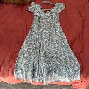 BNWOT Rebecca Taylor Blue Floral Crepe de Chine Silk Ruffle Dress